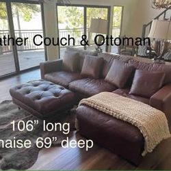 Leather Couch & Ottoman