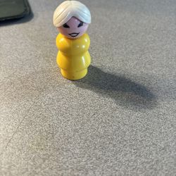 Fisher Price Little People Old Woman Lady Yellow Body White Hair Plastic 
