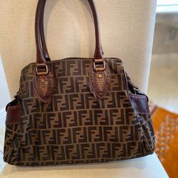 👜 FENDI Brown Zucca Canvas Satchel 