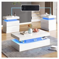 High Gloss 3 Pieces Living Room Table Set $350