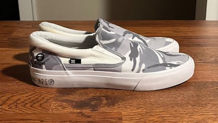 A Bathing Ape x DC Shoes Gray Camo size 9 Slip-On Sneakers