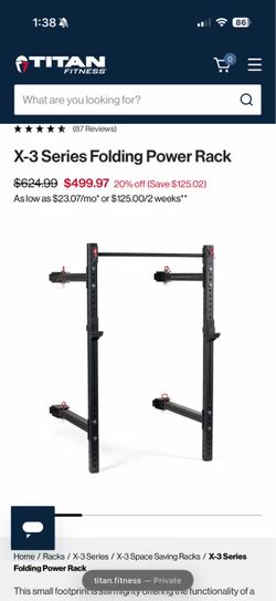 Titan fitness 41” foldable rack