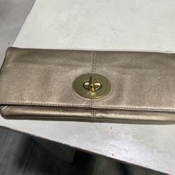 Coach Gold Metallic Clutch 