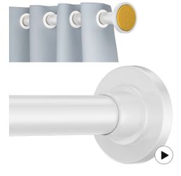 White Shower Curtain Rod Tension 30- 92”,1” Diameter Adjustable Tension Curtain Rod No Drilling,Shower Rods for Bathroom,No Rust