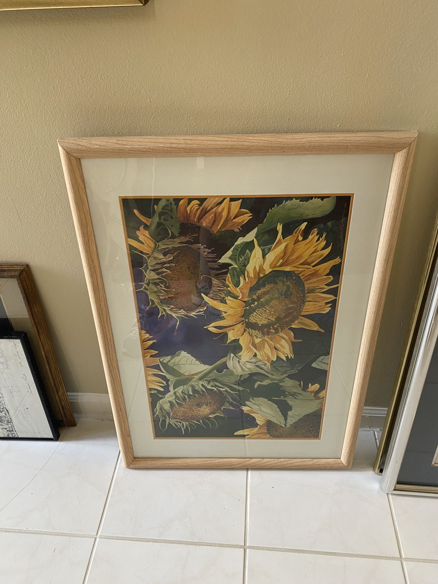 Framed Art/painting -beautiful Sunflowers