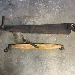 Vintage Farm And Logging Tools Two Man Saw Tree Log Single Yolk Harness