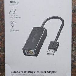 USB 2.0 to Ethernet Adapter plus CAT5 Cable