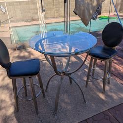 Glass Bar Height Table And Chairs 