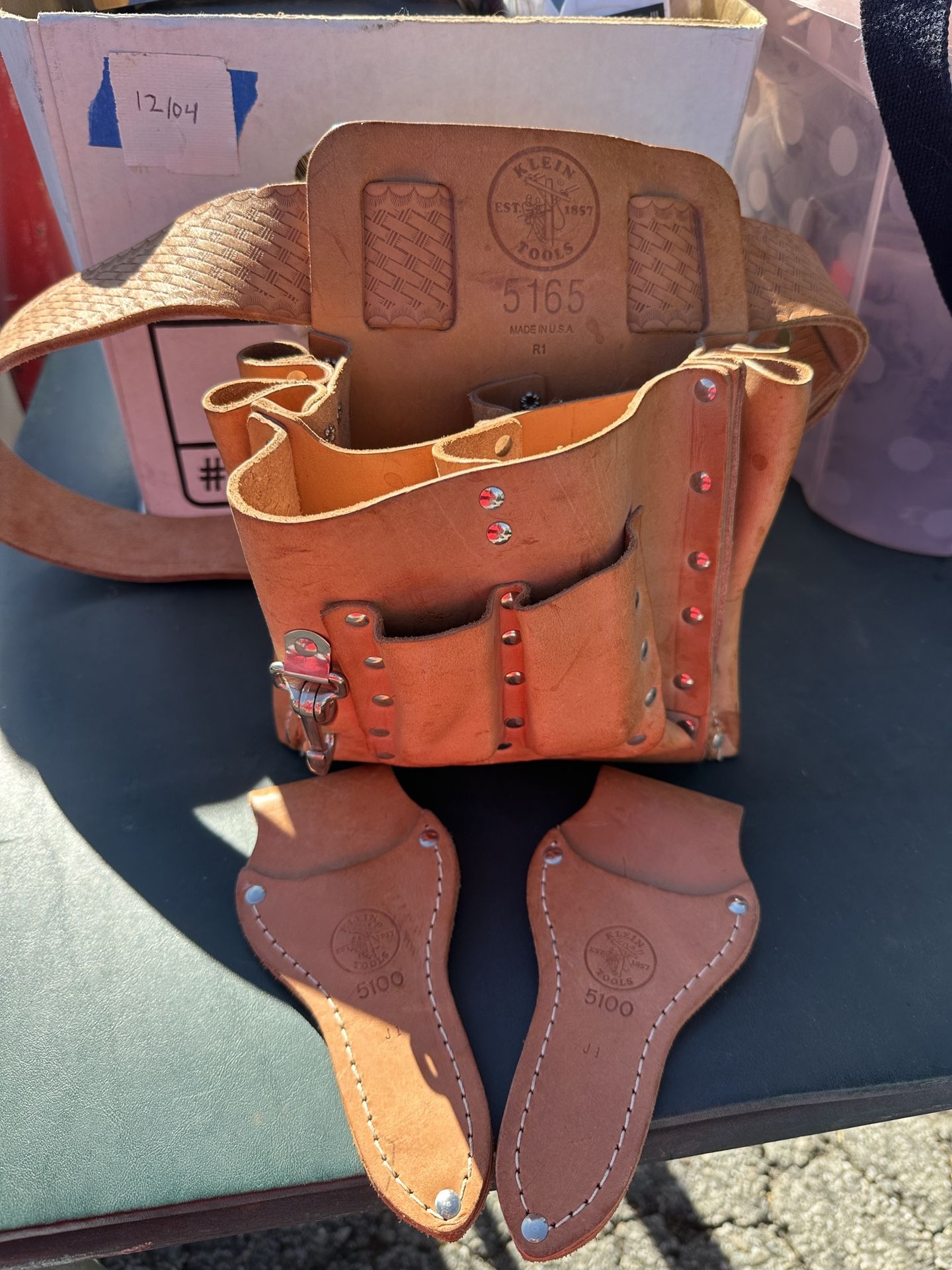 Klein Tools Leather Tool Belt Pouch Set USA 5165 5100 Electrician