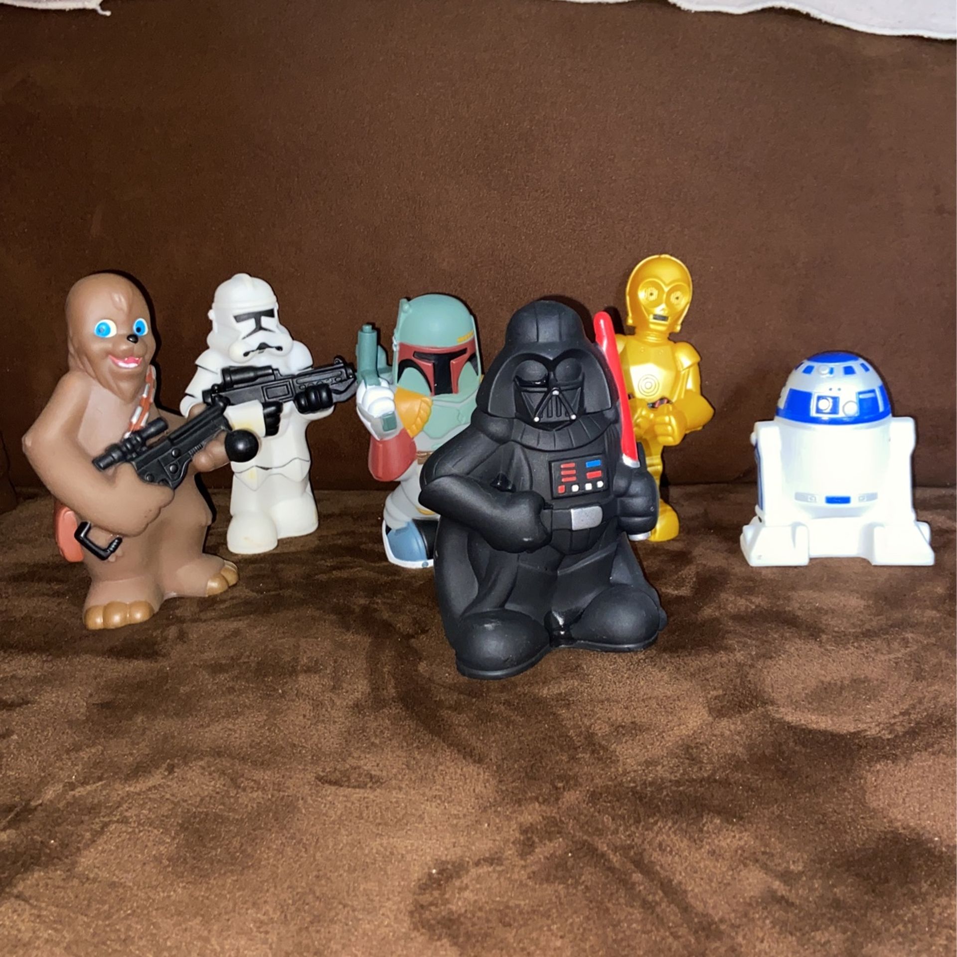 Set of 6 2008 Disney Parks Star Wars Bath Toys rubber figures