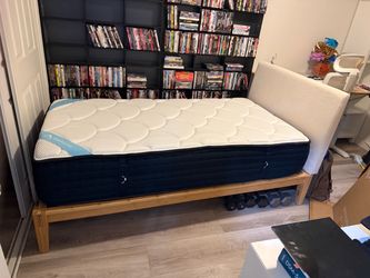 Bamboo Platform Bed Frame with DreamCloud Premier Memory Foam Twin Mattress