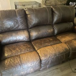 Brown Three Seat Leather Couch $200 OBO