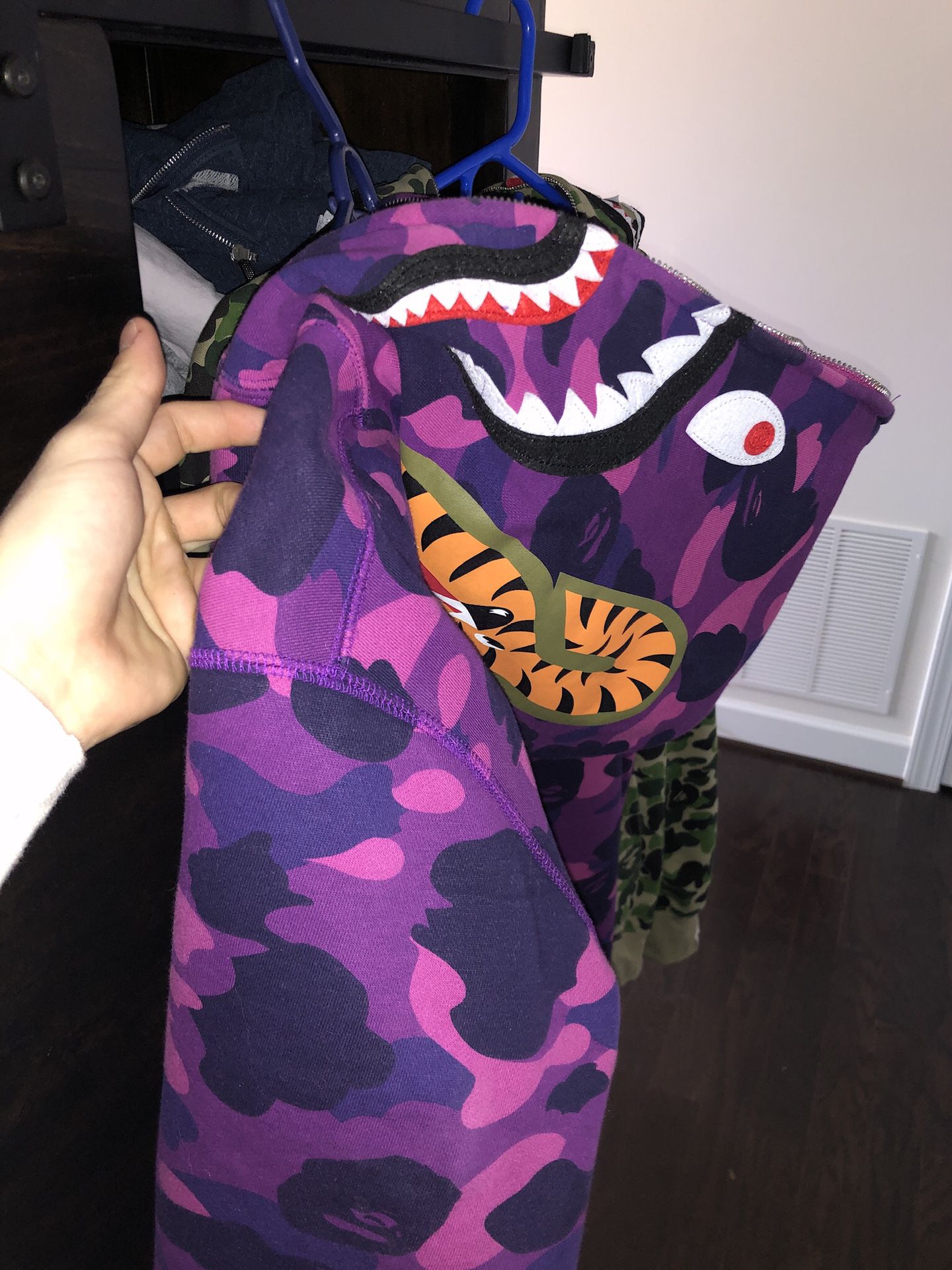 Bape purple full zip shark hoodie