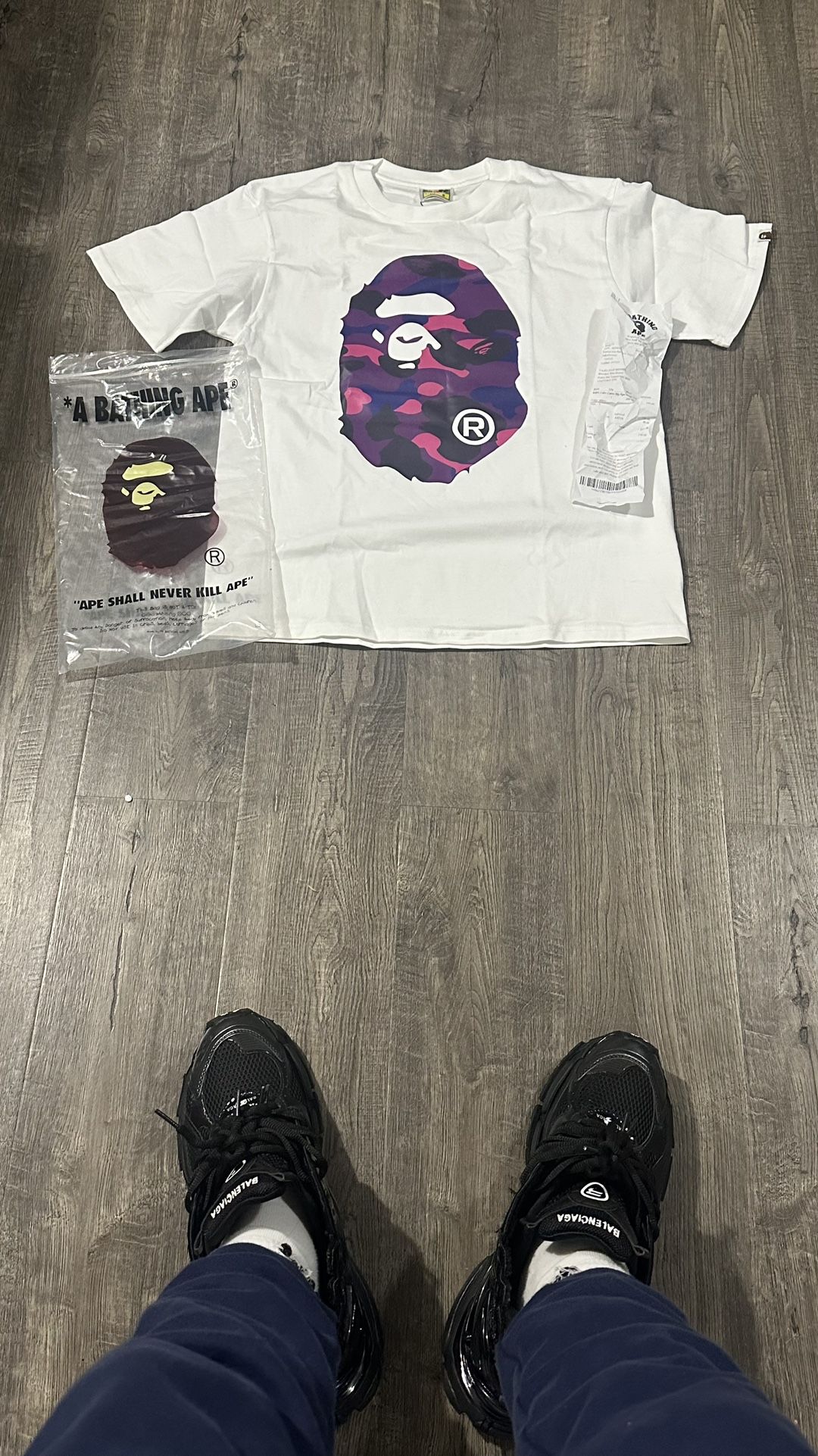 BAPE Color Camo Big Ape Head Tee 'White/Purple' S 