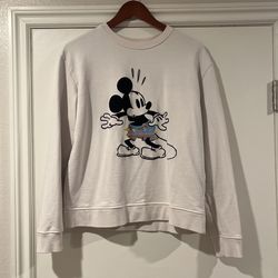 Used Zara x Disney Mickey Mouse White Sweatshirt Size Large (fits Like A Medium)