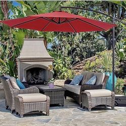 Brand New Offset Patio Umbrella With Cross Base Stand 