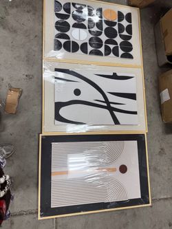 Set of 3 Abstract Framed Wall Art Prints
