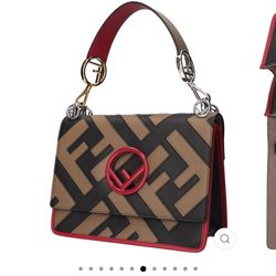 Kan IF Bag Logo Print Beige, Red & Black