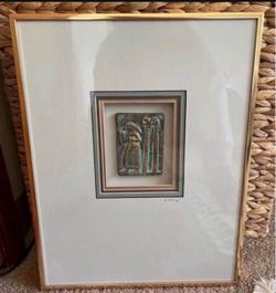 Framed  ceramic artwork from the "Sumerian III" series by American artist Harris G. Strong