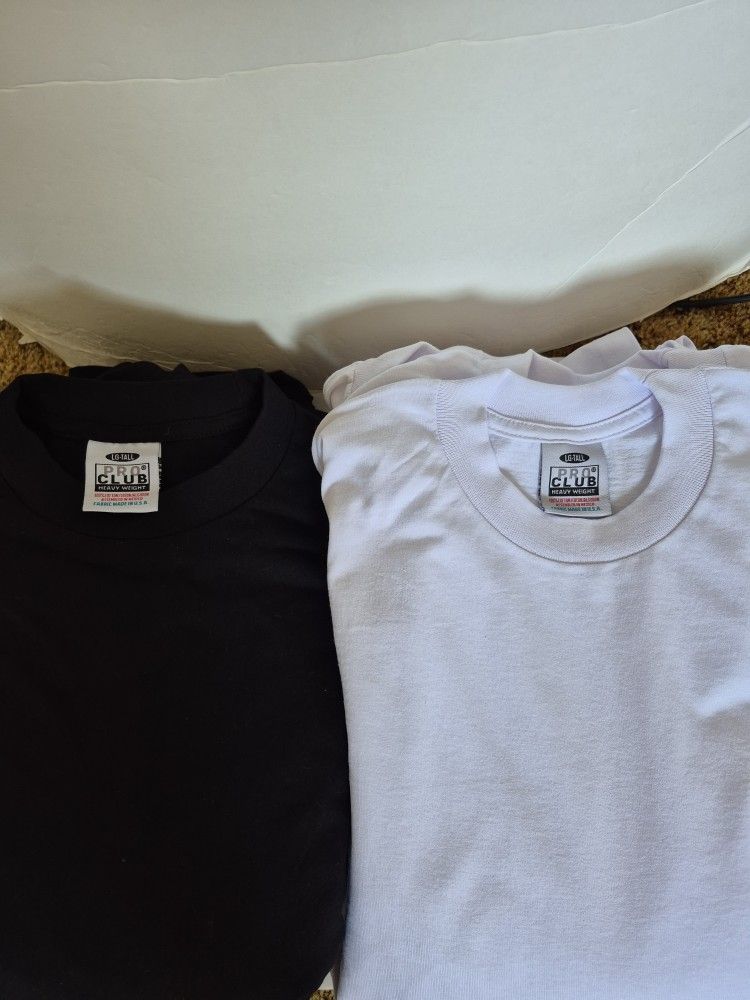 PRO CLUB ( WHITE 6 & BLACK 6 ) TOTAL 12 PC MAN'S COMFORT COTTON SHIRT SLEEVE T SHIRT SIZE 3 XL TALL ( BRAND NEW PRICE IS LOWEST )