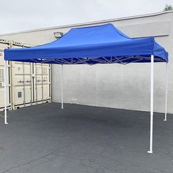 (NEW) $155 Heavy-Duty 10x15 FT Outdoor Ez Pop Up Canopy Party Tent Instant Shades w/ Carry Bag (White, Blue) 