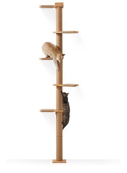 FUKUMARU Wall-Mounted Cat Tree for Small & Medium Cats, 5-Tier Tall Cat Climbing Tower with Scratching Post, Indoor Cat Wall Shelves for Climbing, Scr