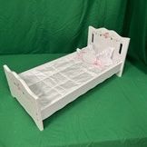 New, Firm, Badger Basket Doll Bed with Bedding and Free Personalization Kit - White Rose 