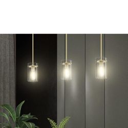 Brand New In The Box- House Modern 1 Light 3 Pack Indoor Mini Gold Hanging Rod Pendant Light Brushed Brass