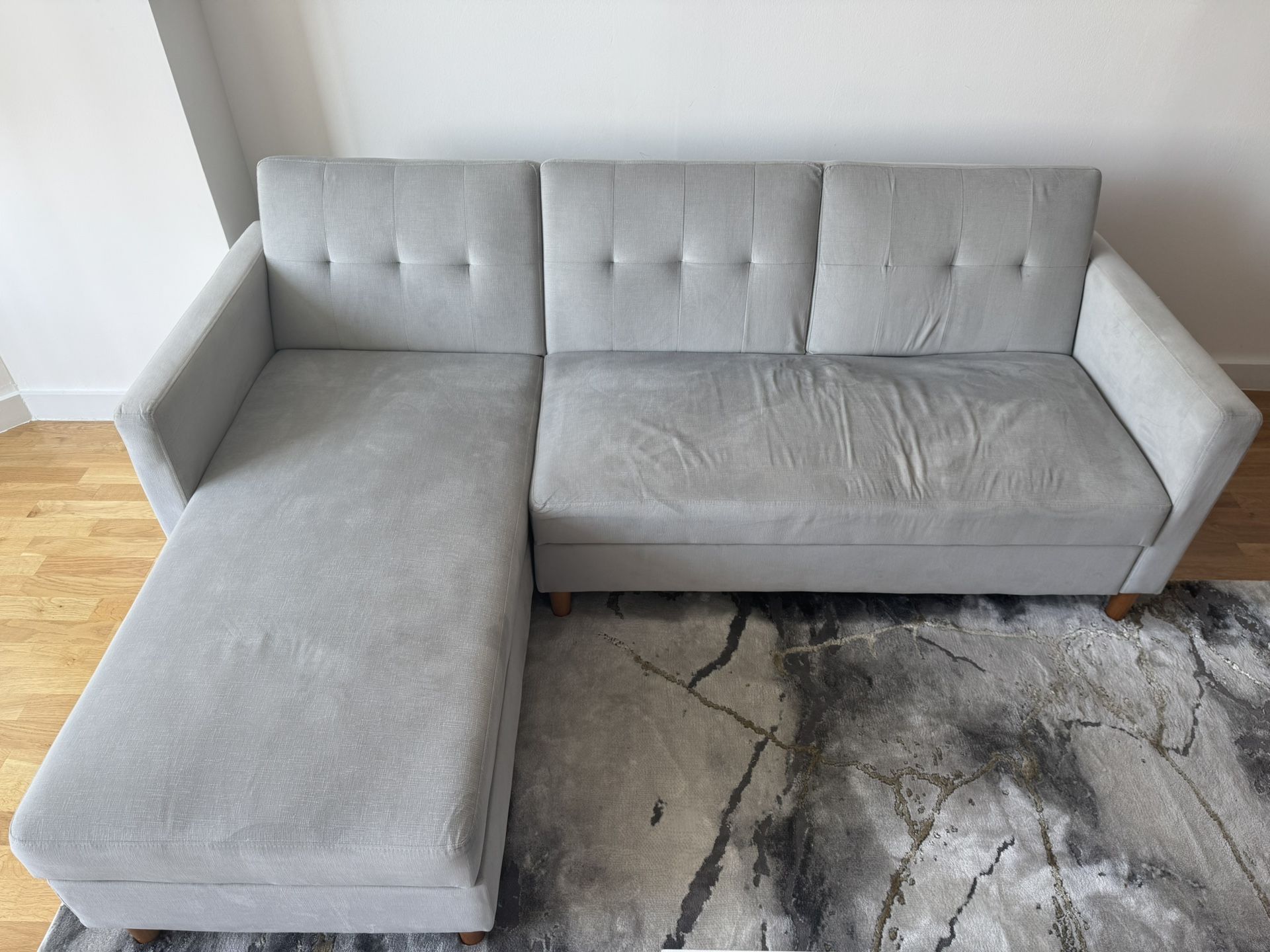 L Shaped Sofa - Convertible Bed Couch Sleeper - with Storage Section