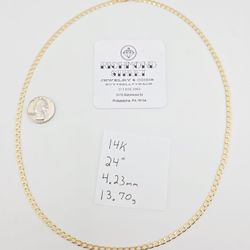 14k gold 24" Curb link chain