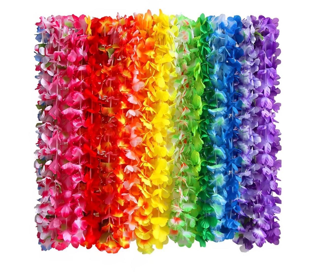 36 Counts Hawaiian Leis Necklace Tropical Luau Hawaii Silk Flower Lei Theme Party Favors Wreaths Headbands Holiday Wedding Beach Birthday Decorations