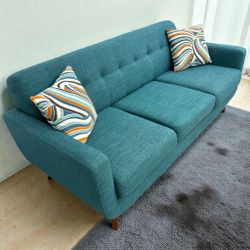Mid Century Modern Teal Sofa