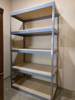 5 Tier Shelving 48 in W x 24 in D American Made Used Heavy Duty Steel Boltless Storage Racks Delivery Available