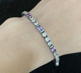 Amethyst and white topaz silver bracelet