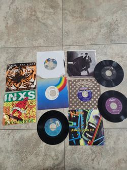 Lot Of Records 45 Smaller Vinyl Def Leppard Elton John Inxs George Michael Diana Ross Beatles Taco
