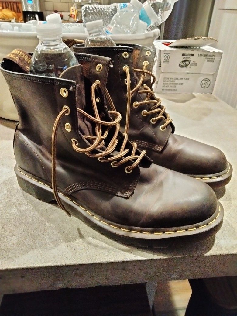 Brown Leather Doc Marten Boots Mens Size 13