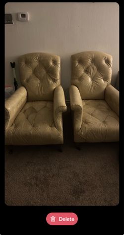 Vintage Tufted Leather Armchairs – $200.00 OBO