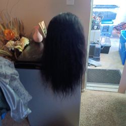 Black 26" Real Human Hair Wig