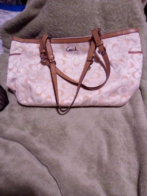 Beige Coach Shoulder Bag