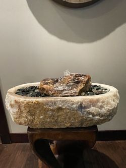 Petrified Wood & White Onyx Quartz Water Feature — Handcrafted in Java, Indonesia