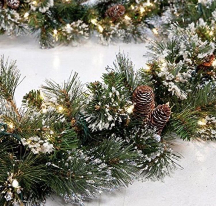 9’ pre-lit garland with pine retail over $100