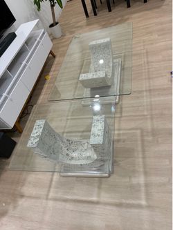 Modern Glass Coffee & Side Table Set