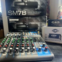 🎙️ Pro Audio Bundle – 2x Shure SM7B, Cloudlifters, Yamaha Mixer + Cables – $1,100