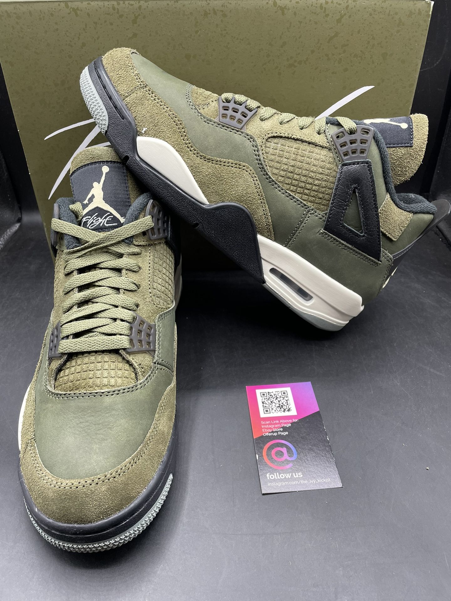 New Nike Air Jordan 4 Retro SE Craft Olive Green Mens Size 9 Shoes