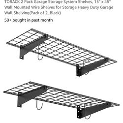 New 2 Pack Garage Storage System Shelves, Holds 220lbs - 15" x 45" Wire Shelves for Storage Heavy Duty