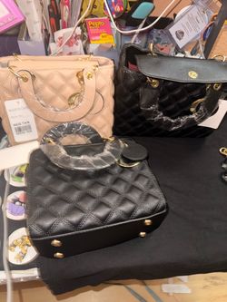 Quilted Black Handbag with Acrylic Handle