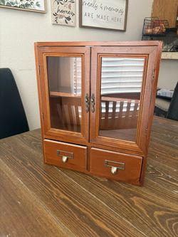 Rustic Vintage Mini Pine Counter Top Cabinet