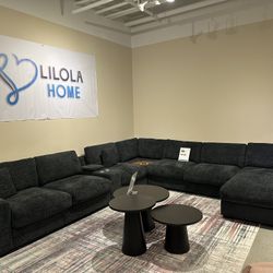 Huge Family Dark Gray Sofa Sectional 