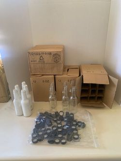 42 Clear Glass Bottles w/Caps – Craft, Wedding & Décor