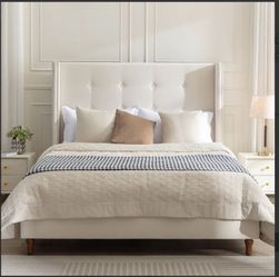 #629--Walker Edison | Traditional Peyton Upholstered 54" High Headboard King Bed